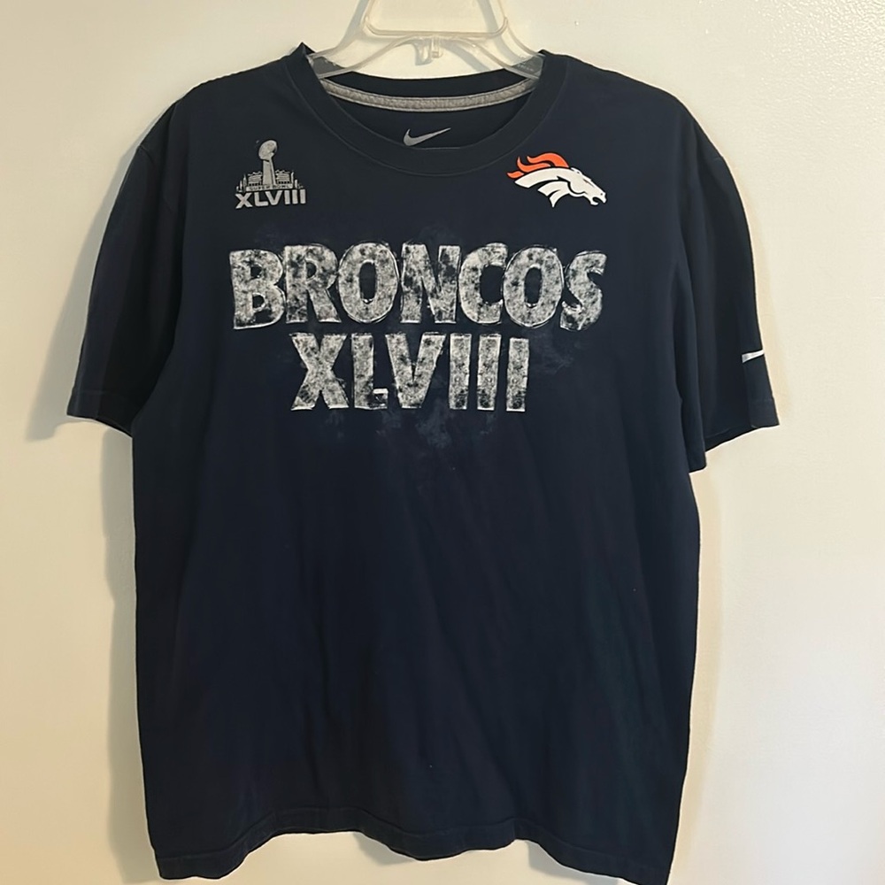 Nike Broncos 2014 Super Bowl XLVIII Navy Blue shirt Size Large